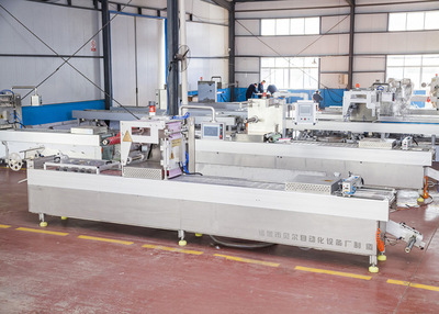 全自動食品真空包裝機械，連續熱成型拉伸膜食品包裝機