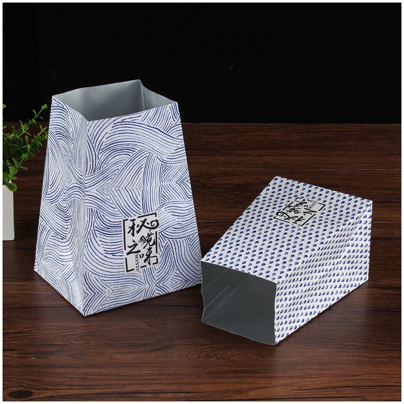 加厚牛皮紙鋁箔袋方底純鋁梯形袋茶葉干果食品包裝散裝茶葉袋定制