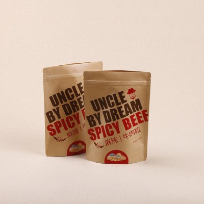 定 制牛肉粒包裝袋 通用款牛皮紙自立自封袋 牛肉干牛皮紙包裝袋