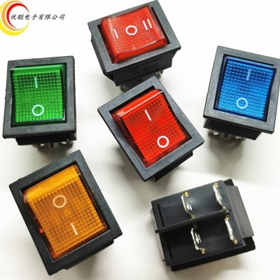 船型開關kcd4帶燈兩檔/4腳6腳電焊機壓面機取暖器25*31MM電源開關    3000只