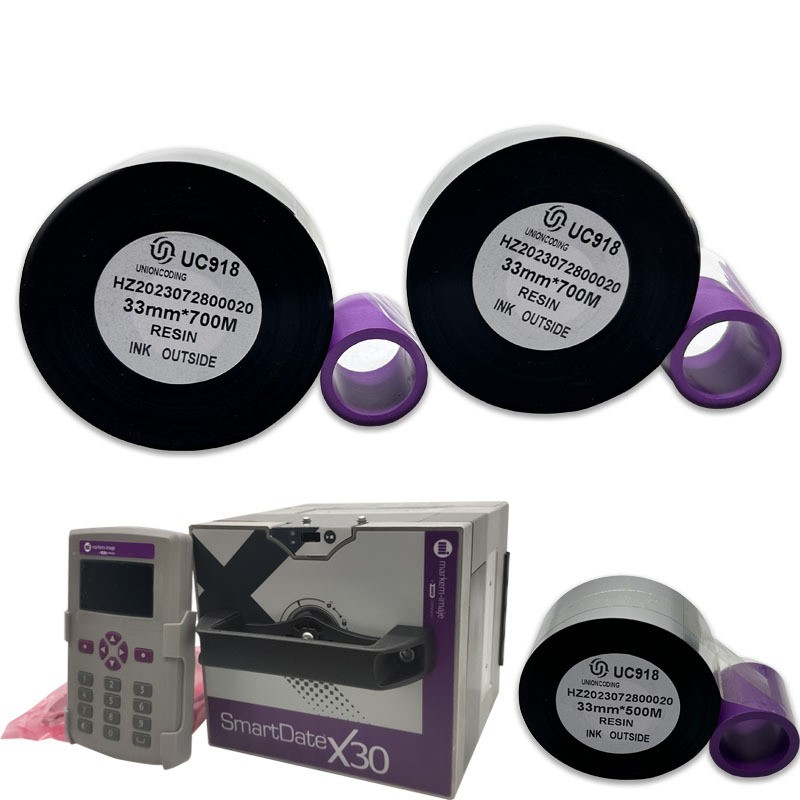 熱轉印智能打碼樹脂碳帶TTO碳帶33mm*500m內外碳生產日期迪凱馬肯