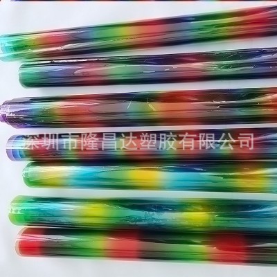 PVC薄膜 條紋漸變彩色膜 透明膜 文具化妝袋材料